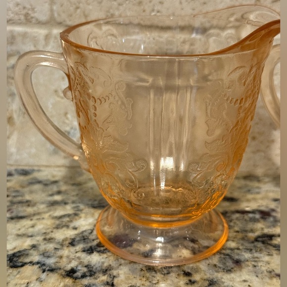 MacBeth Evans Pink American Sweetheart Depression Glass Footed Sugar & Creamer. - Picture 2 of 4